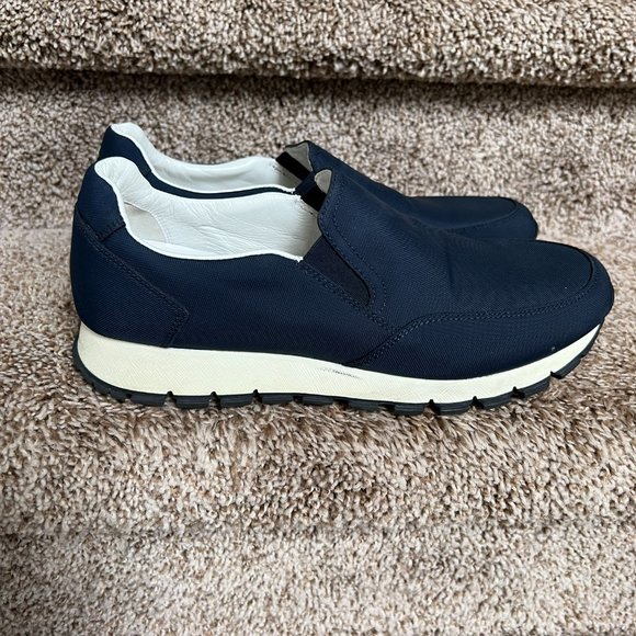 Prada Women's Navy Blue Canvas Slip-On Sneakers - Picture 1 of 14